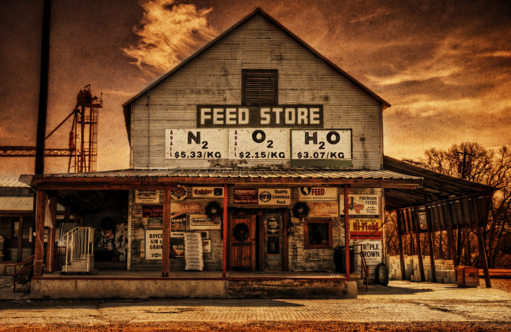 Image of a Martian feed store selling supplies for bitcoin