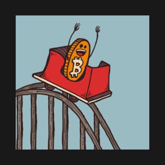 a Bitcoin on a rollercoaster